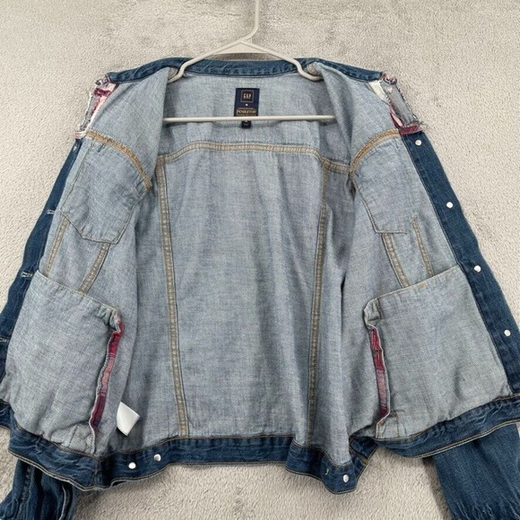 Gap x Pendleton Jacket Women XL Blue Denim Jean Icon Plaid Trim Heritage Western - Picture 10 of 16